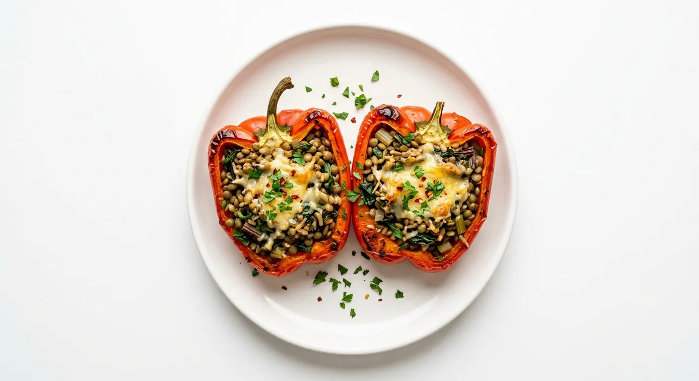 Herb-Infused Swiss Chard and Lentil Stuffed Bell Peppers
