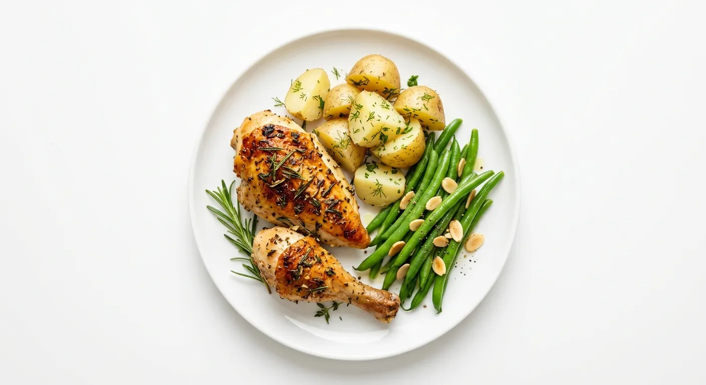 Herb-Roasted Chicken with Boiled Potatoes and Green Beans