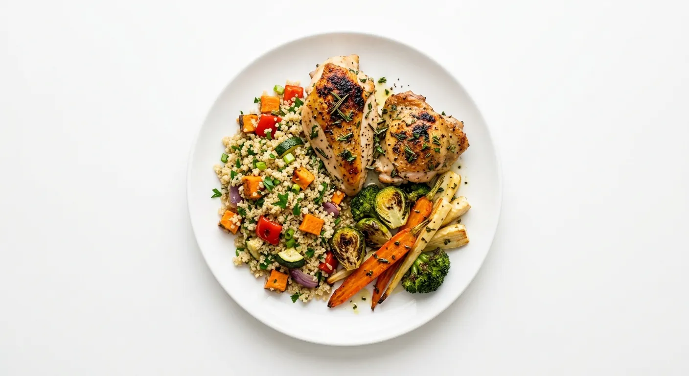 Herb-Roasted Chicken with Autumn Vegetables and Quinoa