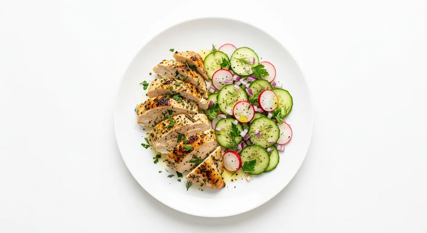 Herbed Chicken with Cucumber and Radish Salad