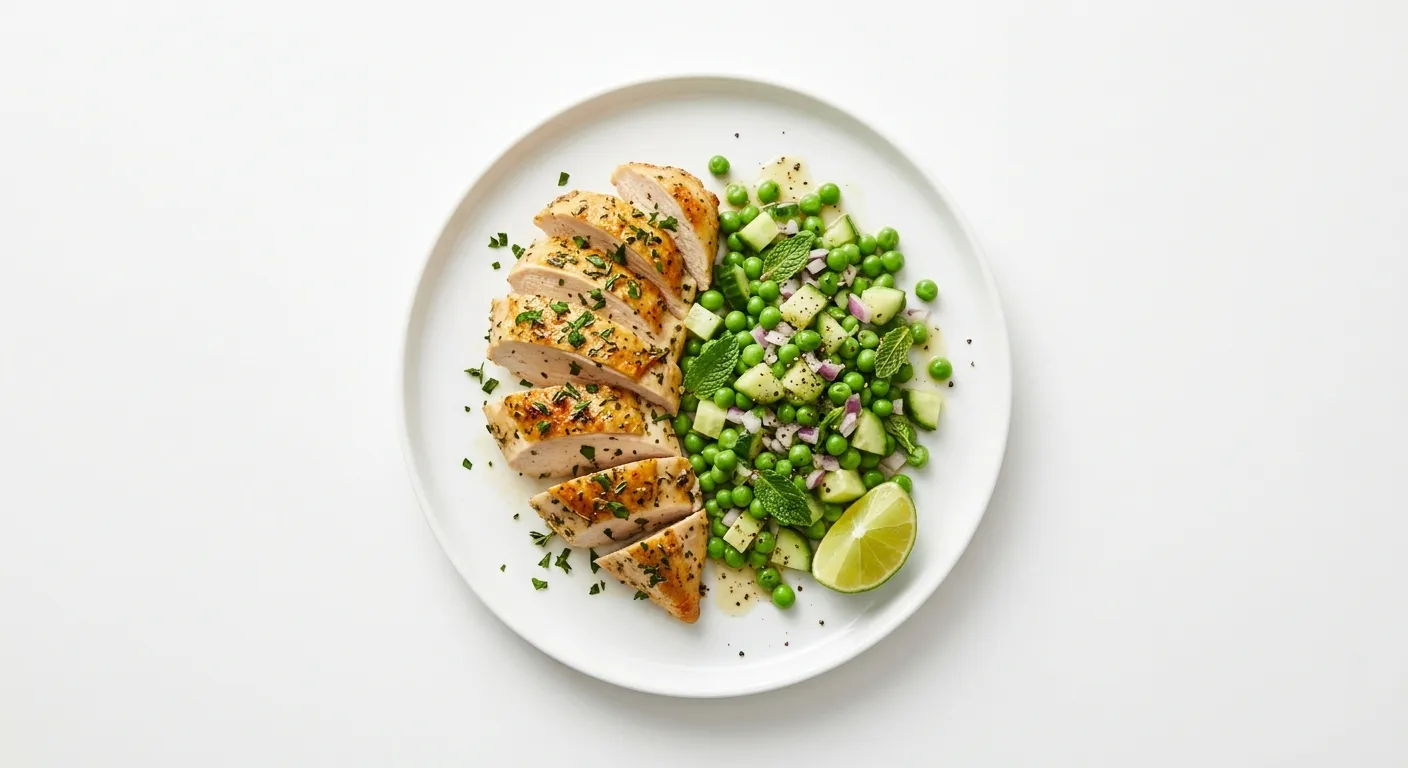 Herbed Chicken with Pea and Cucumber Salad