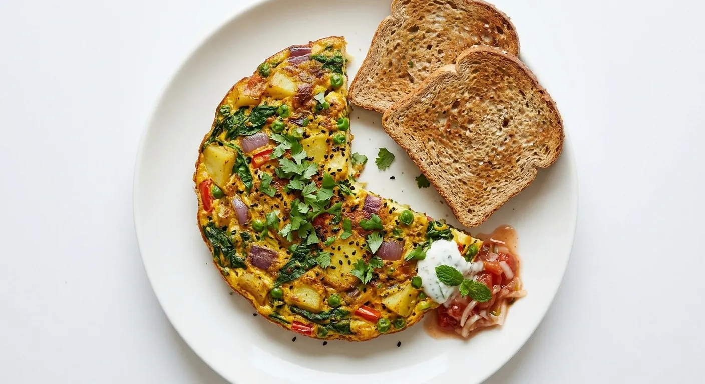 Indian Spiced Vegetable Frittata with Whole Wheat Toast