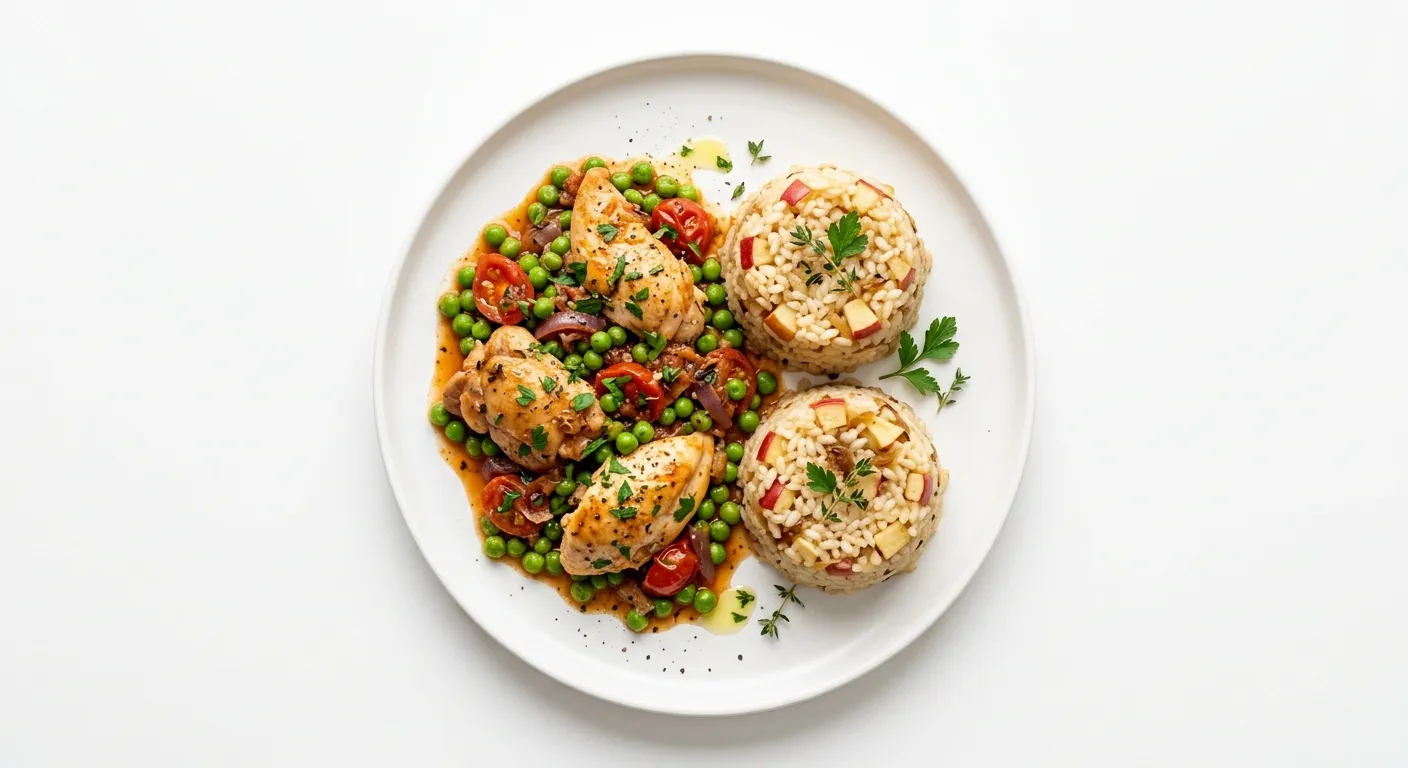 Italian Chicken and Tinned Peas with Apple Rice Cups