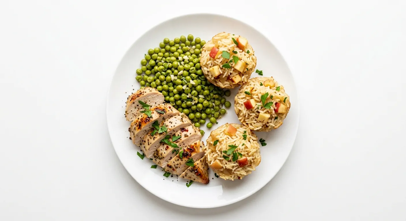 Italian Chicken with Tinned Peas and Apple Rice Cups
