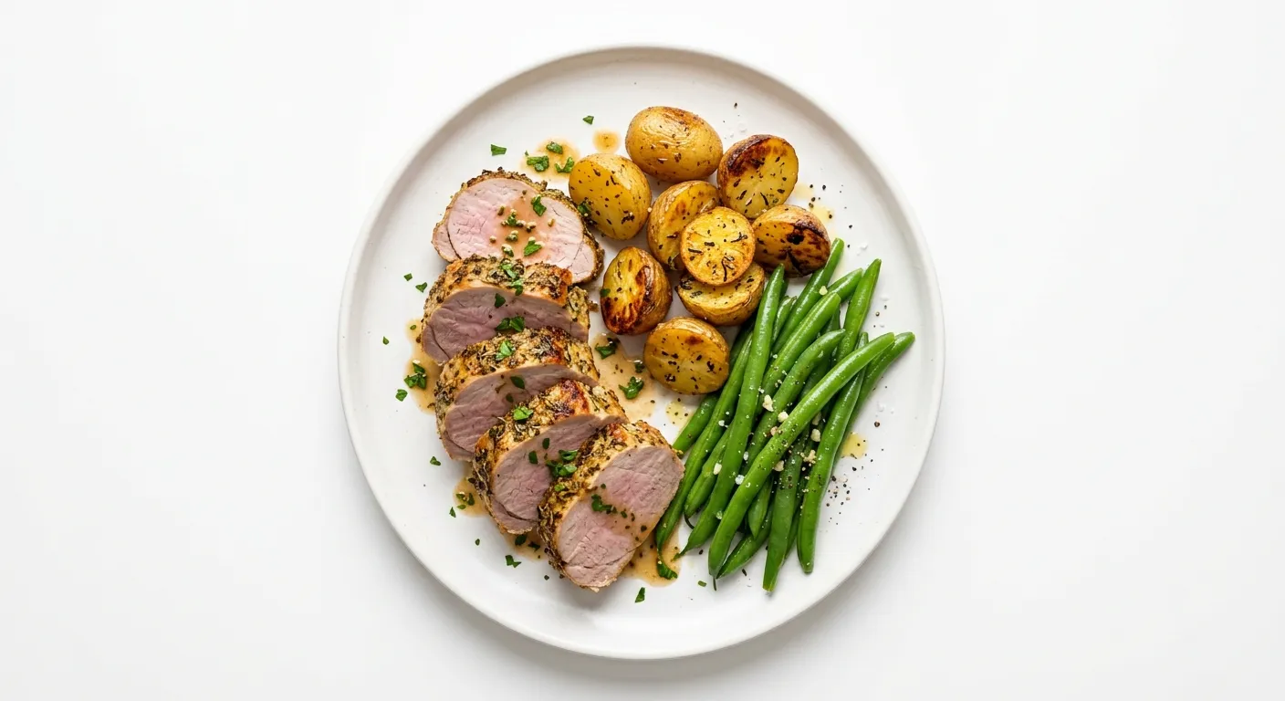 Italian Herb-Crusted Pork Tenderloin with Roasted Potatoes and Green Beans