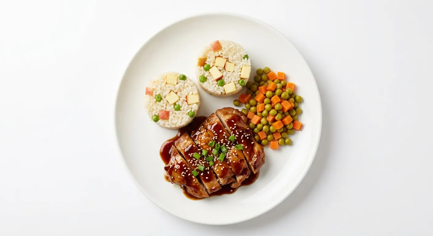 Japanese Teriyaki Chicken with Tinned Peas and Apple Rice Cups