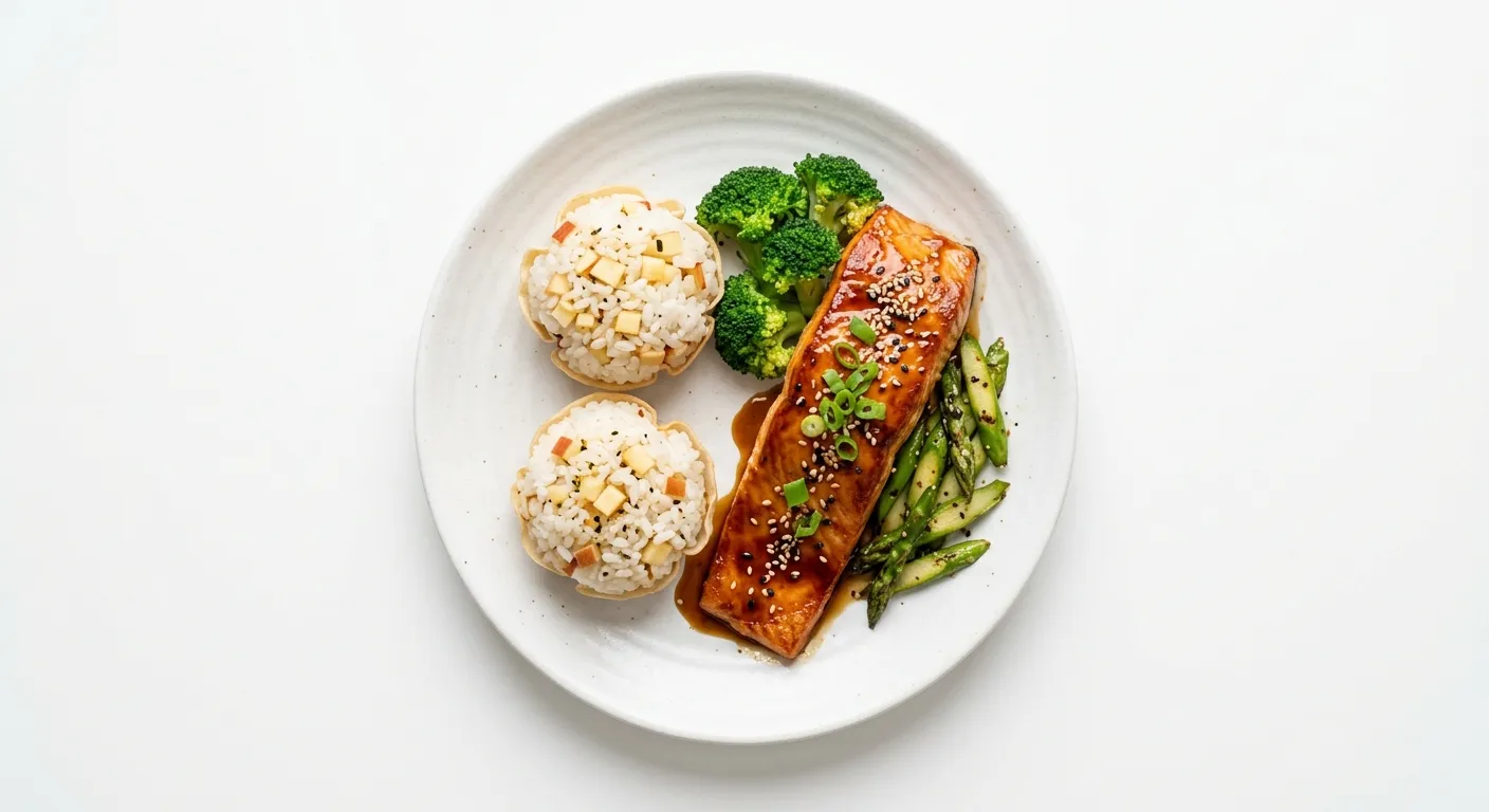 Japanese Teriyaki Salmon with Apple Rice Cups