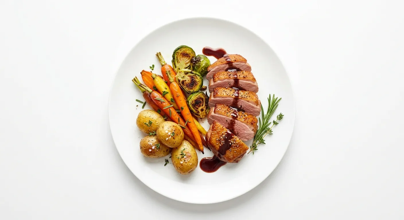 Kosher Dinner Plate with Duck and Vegetables