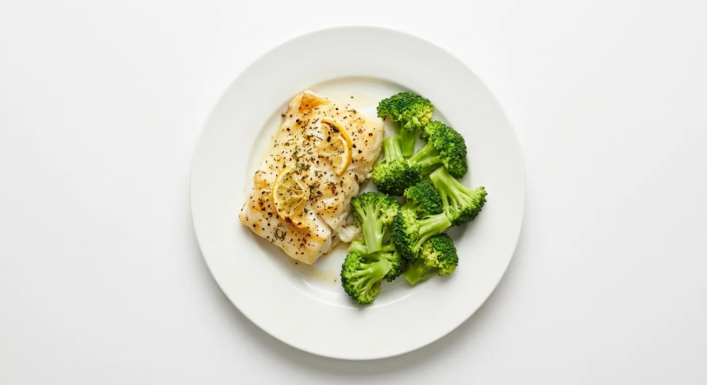 Lemon Herb Baked Cod with Steamed Broccoli