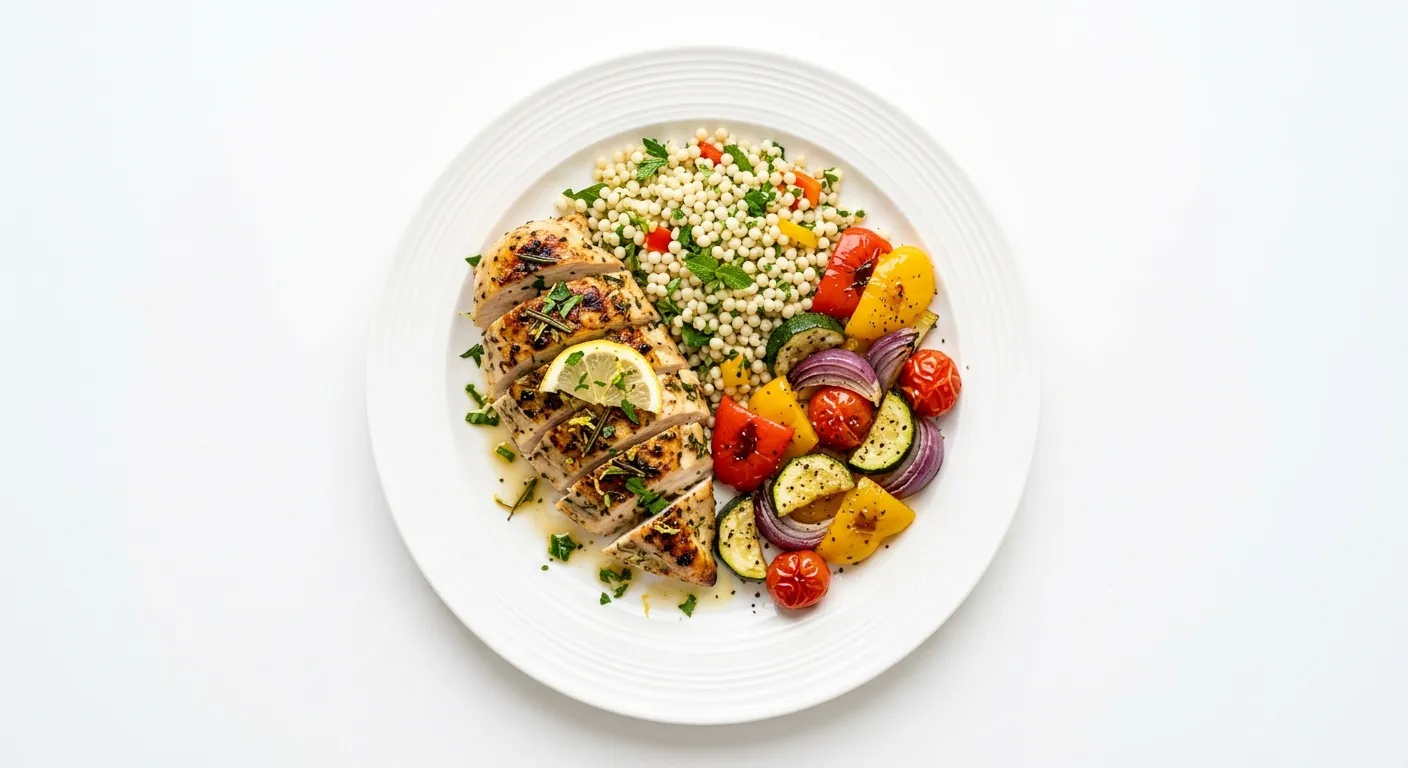 Lemon Herb Chicken with Couscous and Roasted Vegetables