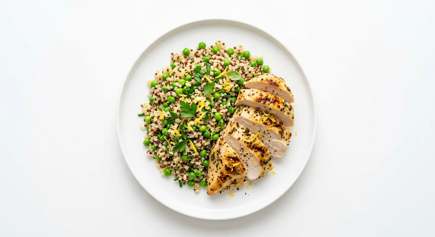 Lemon Herb Chicken with Pea and Quinoa Pilaf