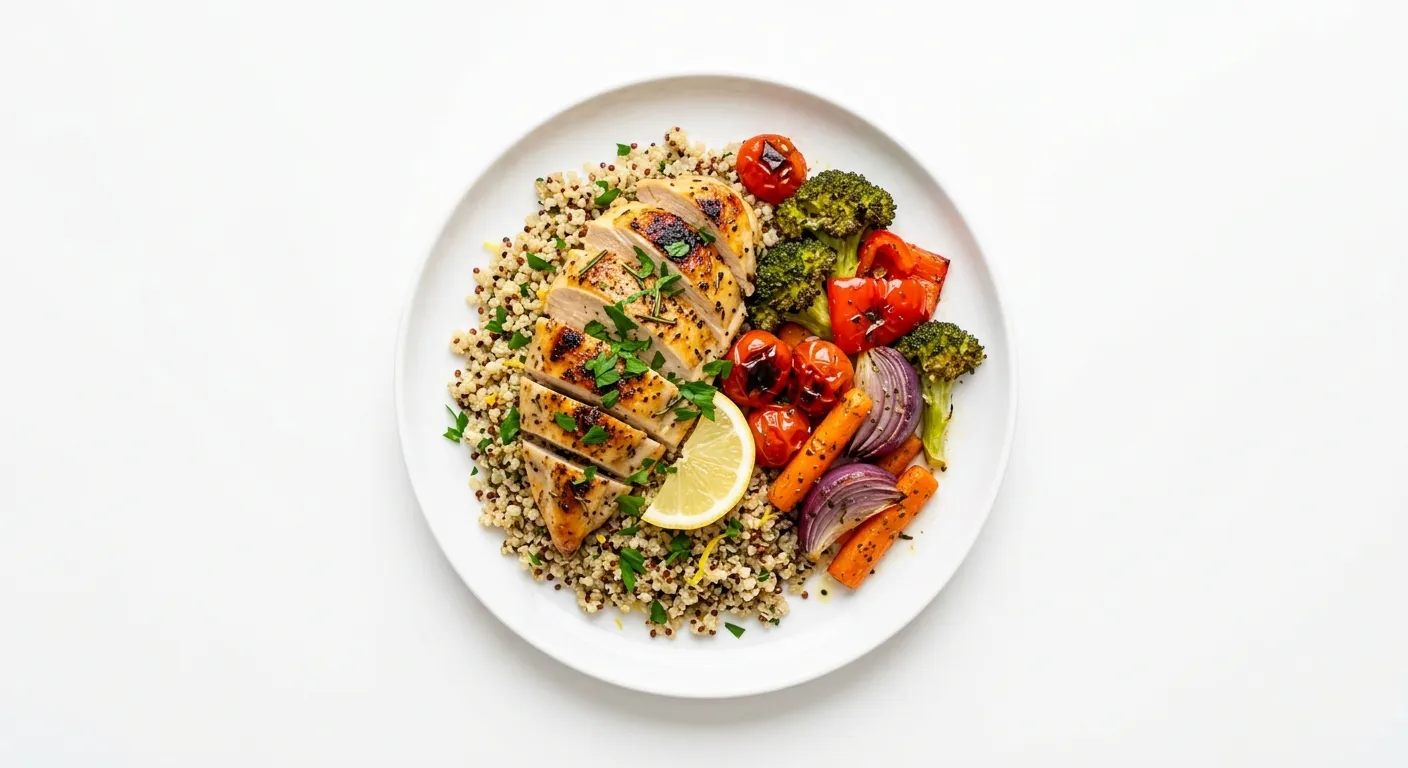 Lemon Herb Chicken with Quinoa and Roasted Vegetables