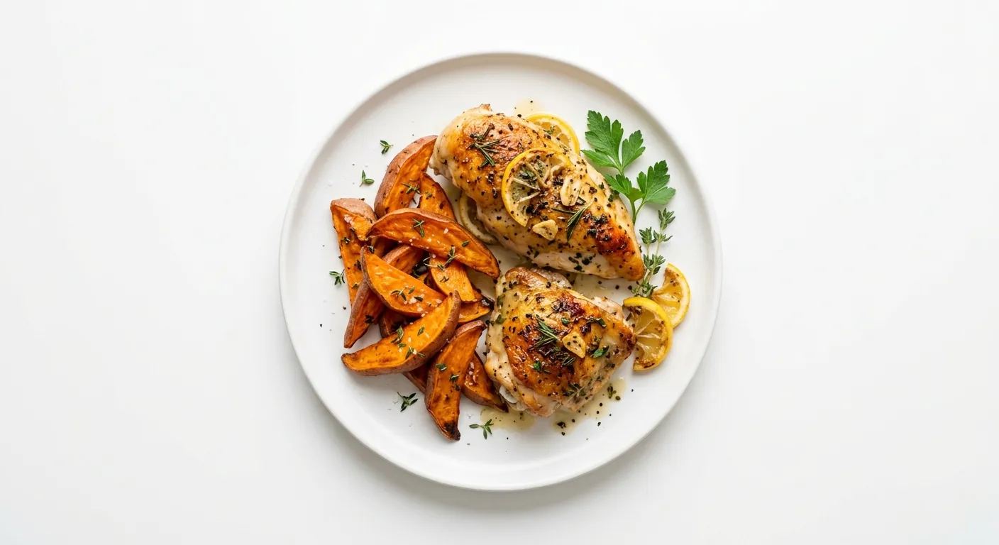 Lemon Herb Chicken with Roasted Sweet Potatoes