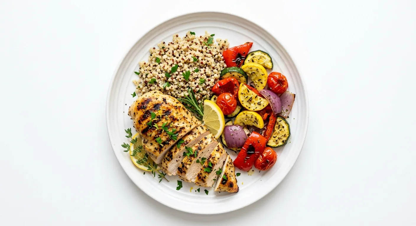 Lemon Herb Grilled Chicken with Quinoa and Roasted Vegetables