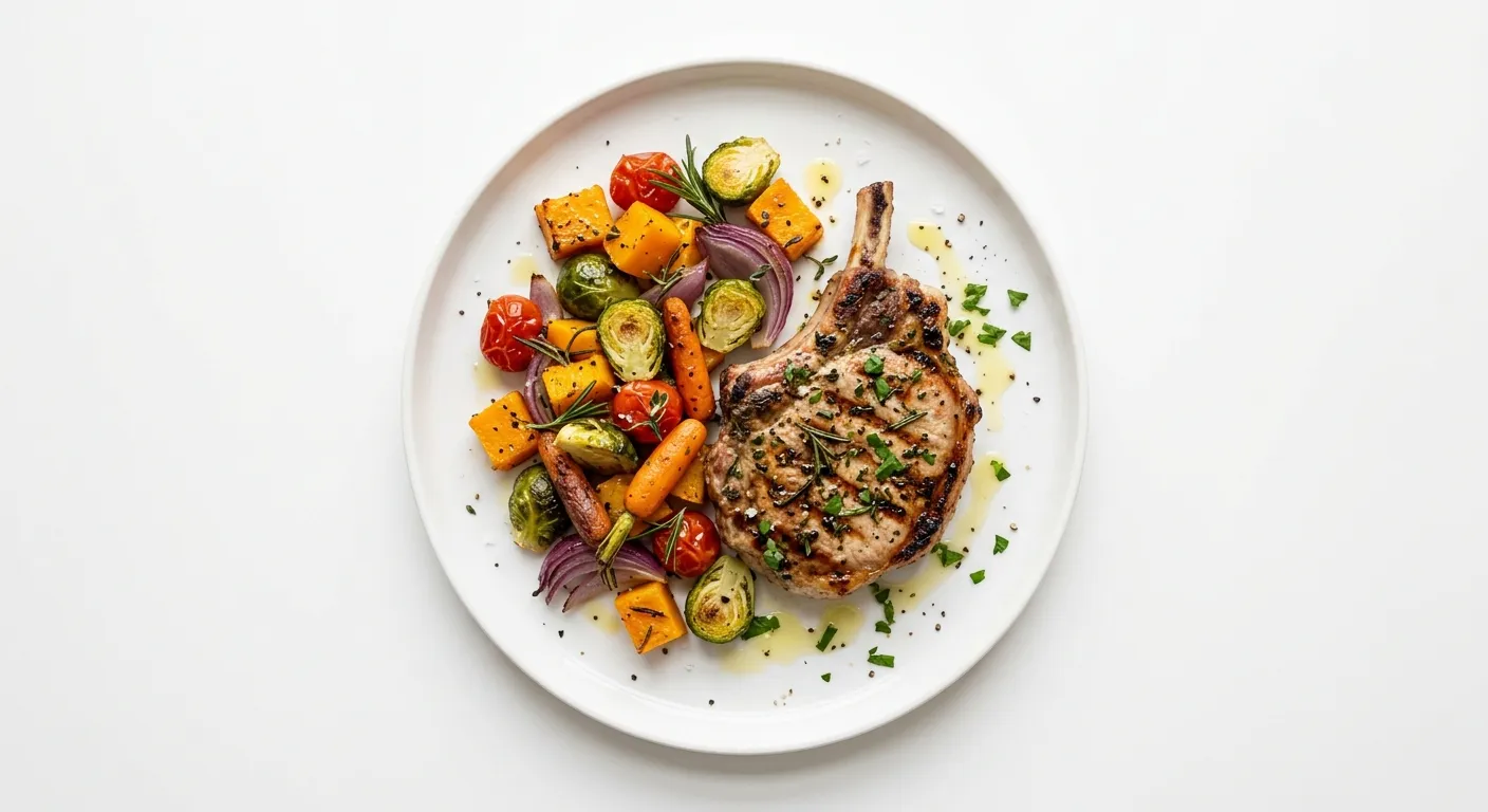 Lemon Herb Grilled Pork Chops with Roasted Vegetables