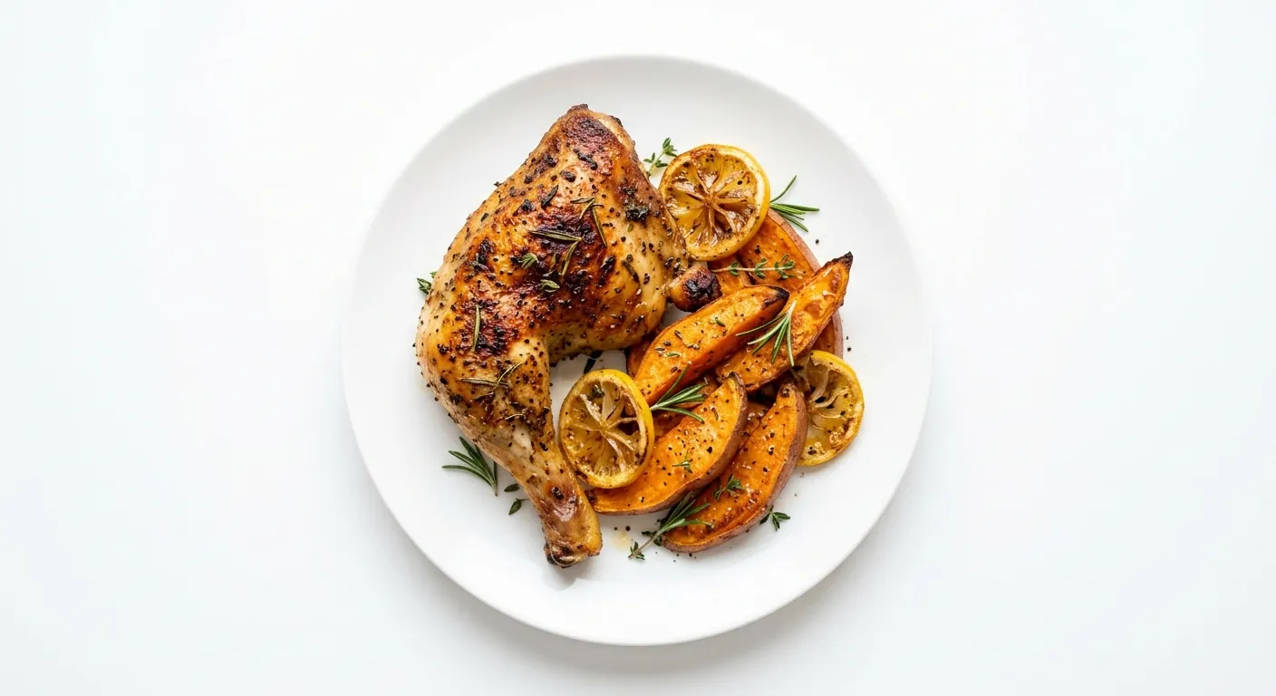 Lemon Herb Roasted Chicken with Sweet Potatoes