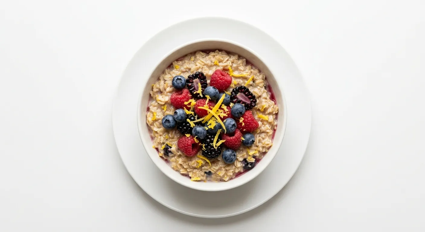 Lemon Zest Oatmeal with Fresh Berries