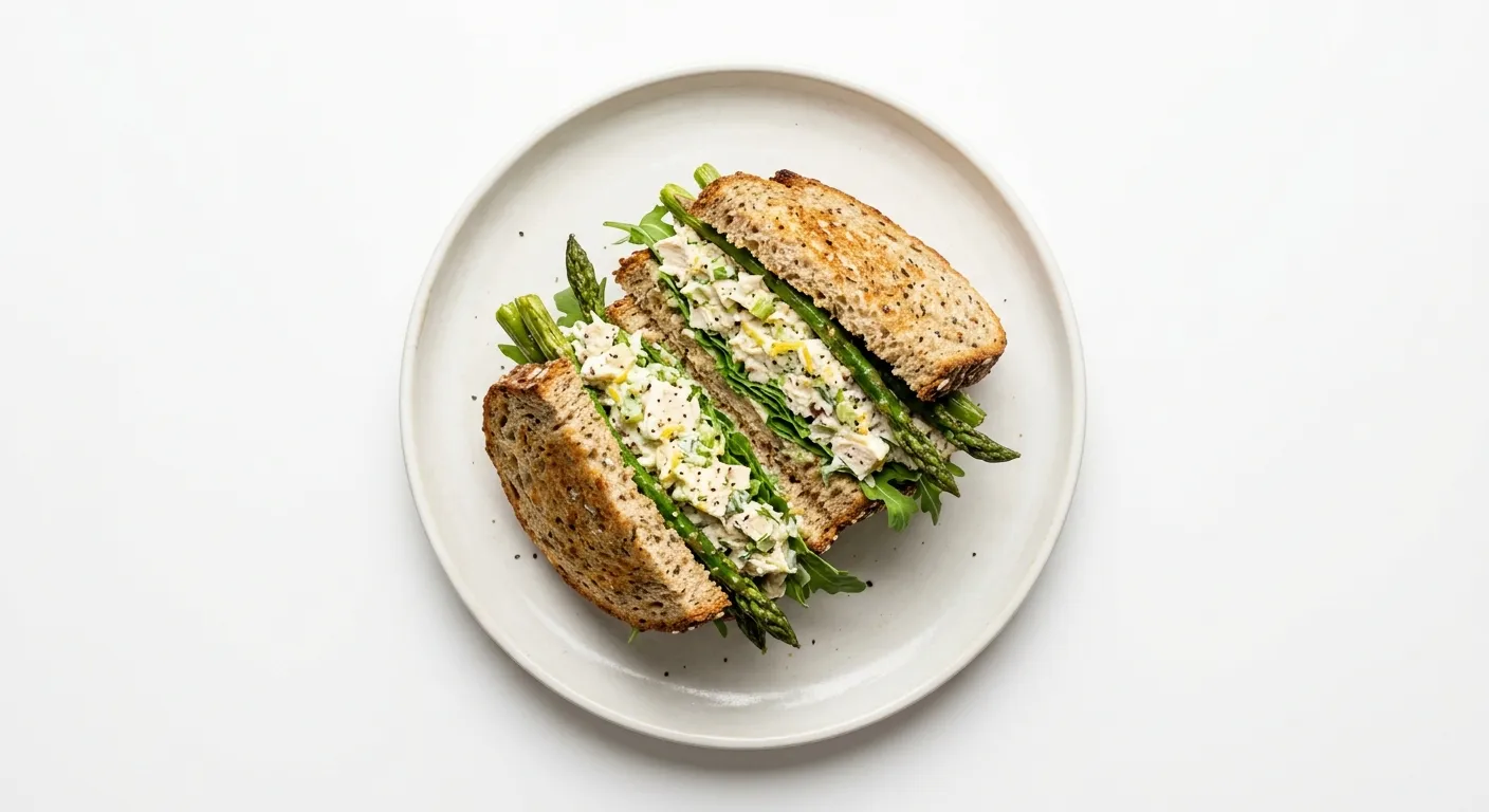 Lemony Chicken Salad Sandwich with Asparagus and Arugula