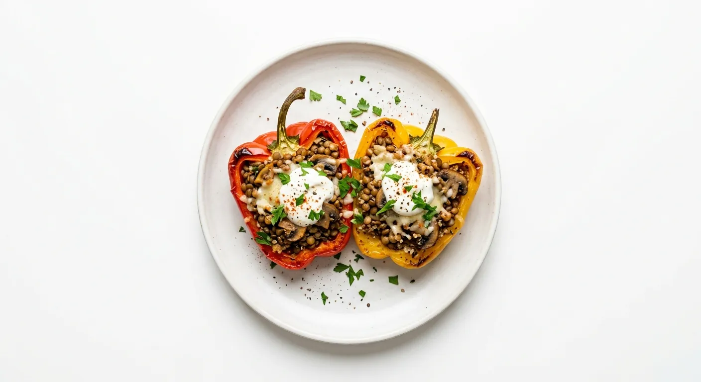 Lentil and Mushroom Stuffed Bell Peppers