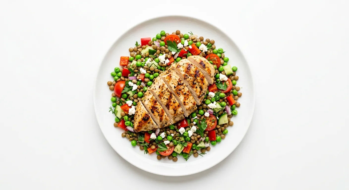 Lentil and Pea Salad with Grilled Chicken