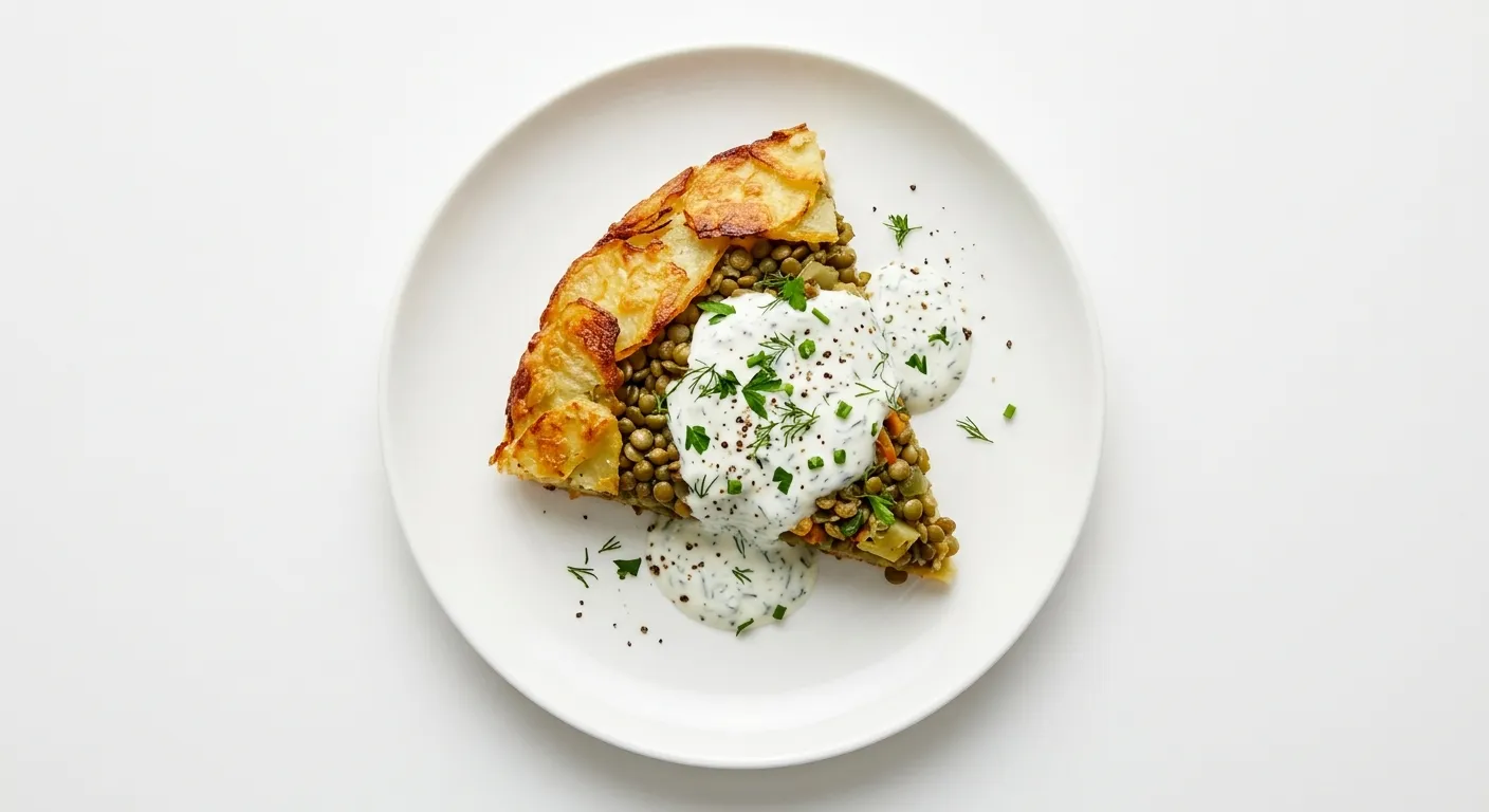 Gourmet Lentil and Potato Galette with Herb Yogurt Sauce