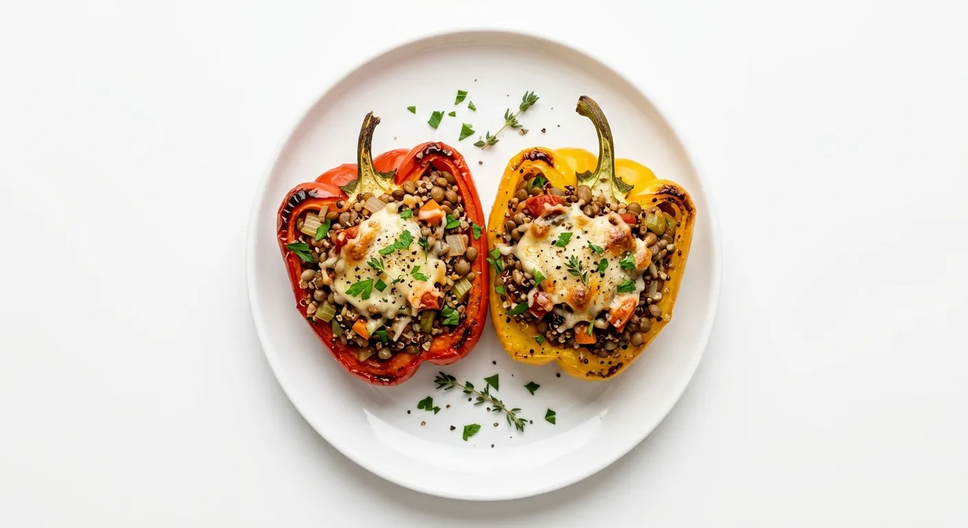 Lentil and Quinoa Stuffed Bell Peppers
