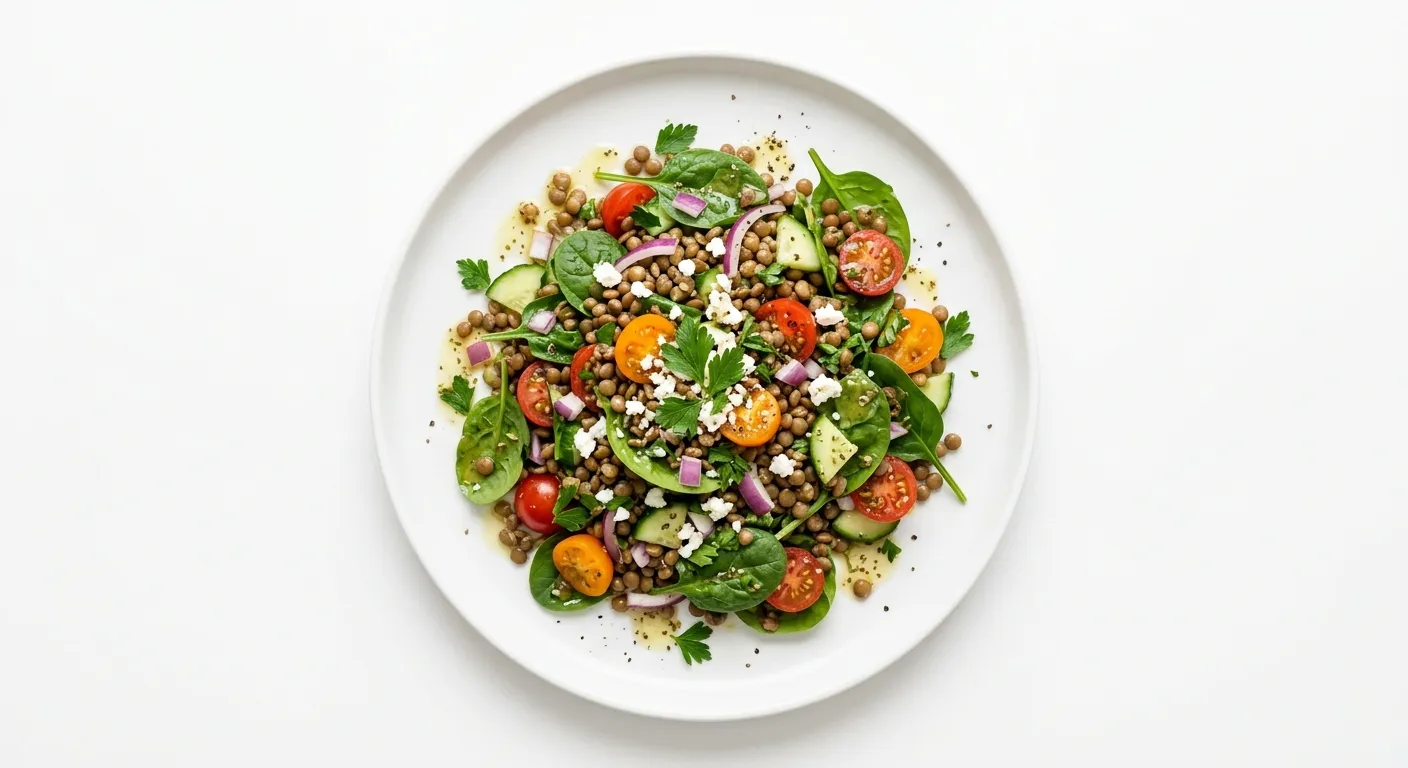 Lentil and Spinach Salad with Lemon Dressing