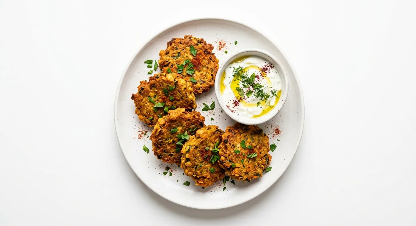 Lentil and Vegetable Fritters with Yogurt Dip