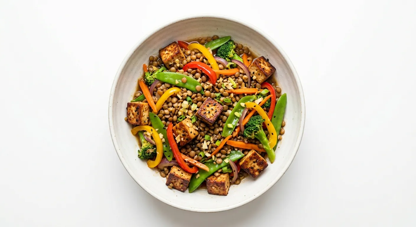 Lentil and Vegetable Stir-Fry with Tofu