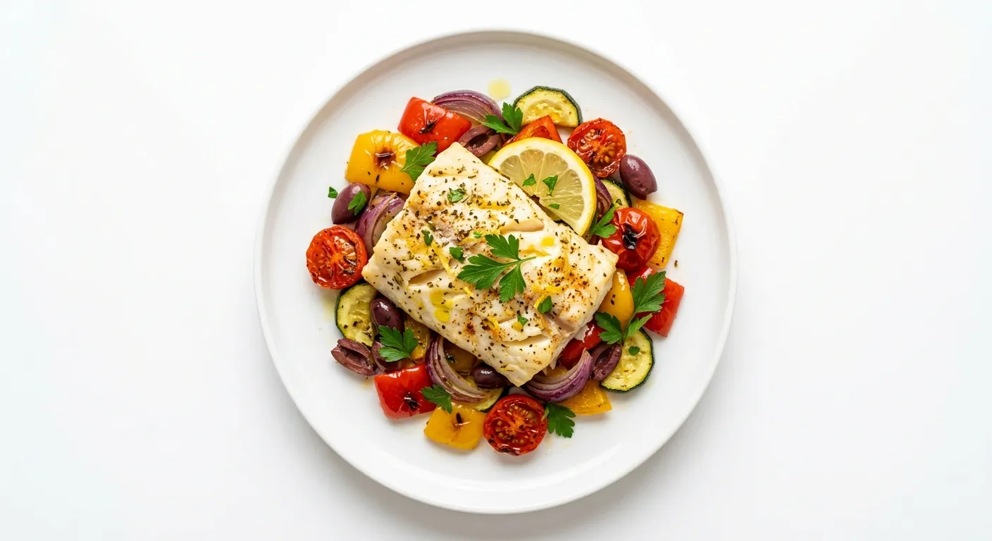 Spicy Mediterranean Baked Cod with Vegetables