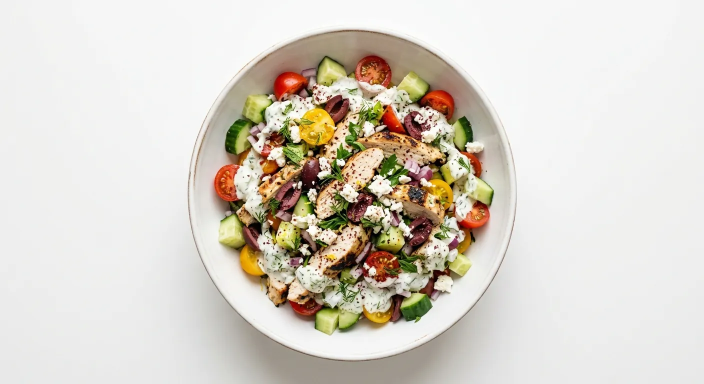 Mediterranean Chicken Salad with Yogurt Dressing