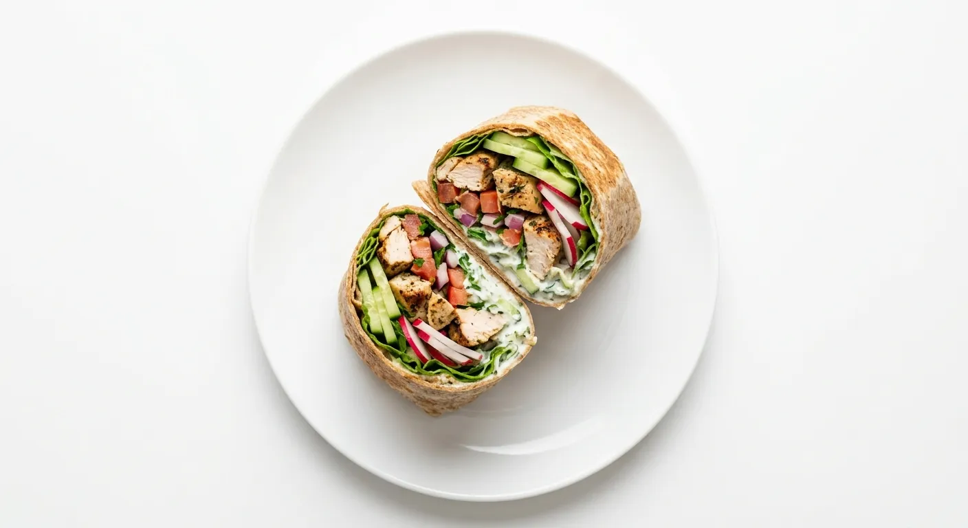 Mediterranean Chicken Wrap with Cucumber and Radish