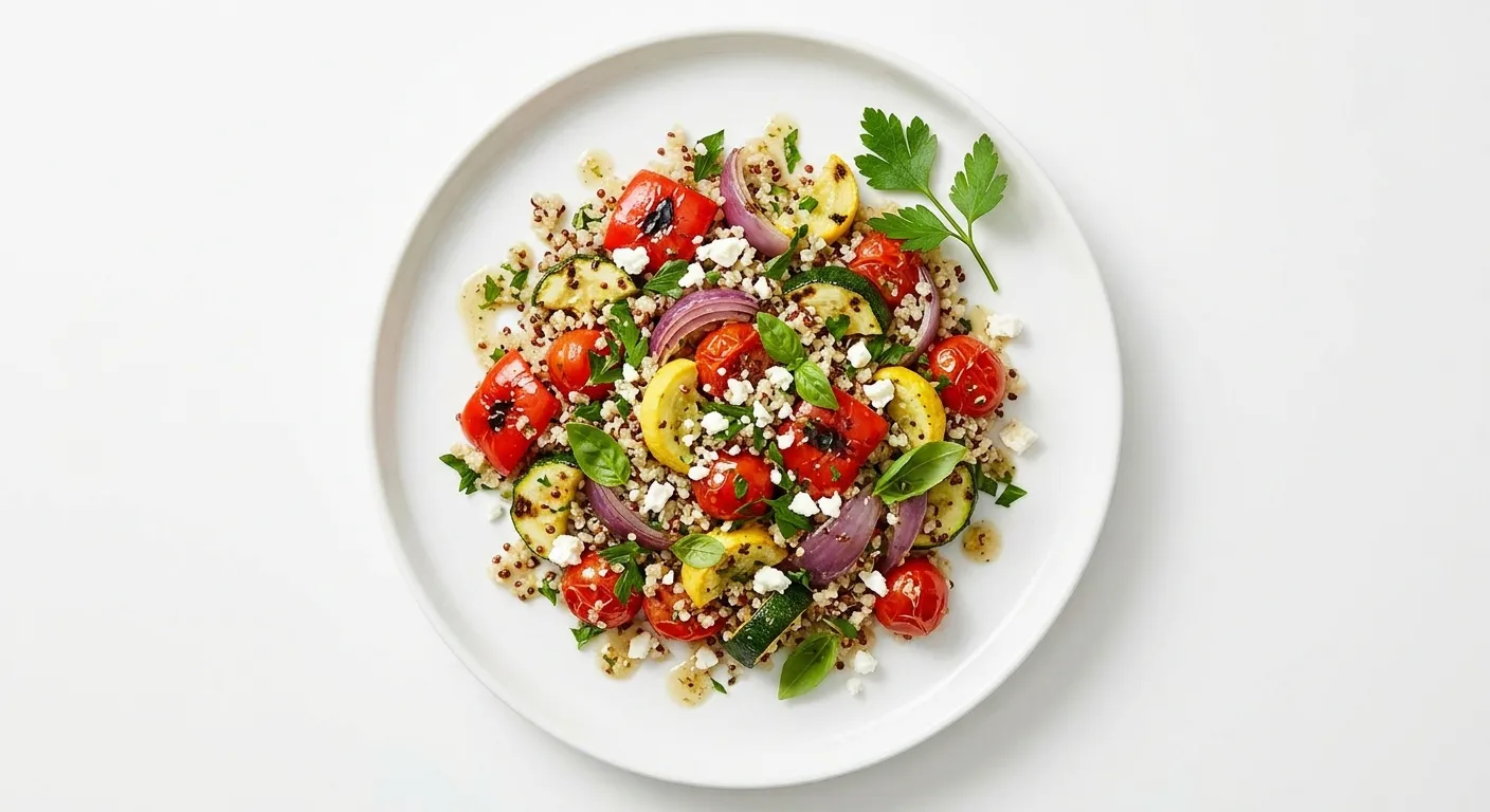 Mediterranean Grilled Vegetable and Quinoa Salad with Lemon Herb Dressing
