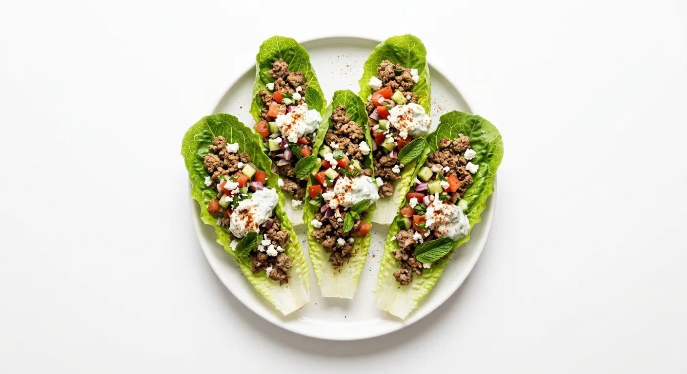 Mediterranean Ground Meat Lettuce Wraps