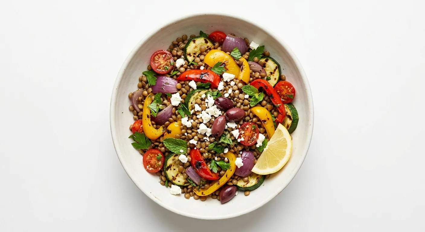Mediterranean Lentil Salad with Grilled Vegetables