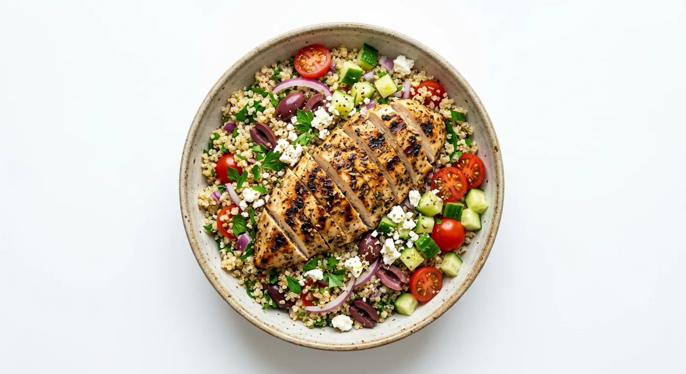 Mediterranean Quinoa Bowl with Grilled Chicken