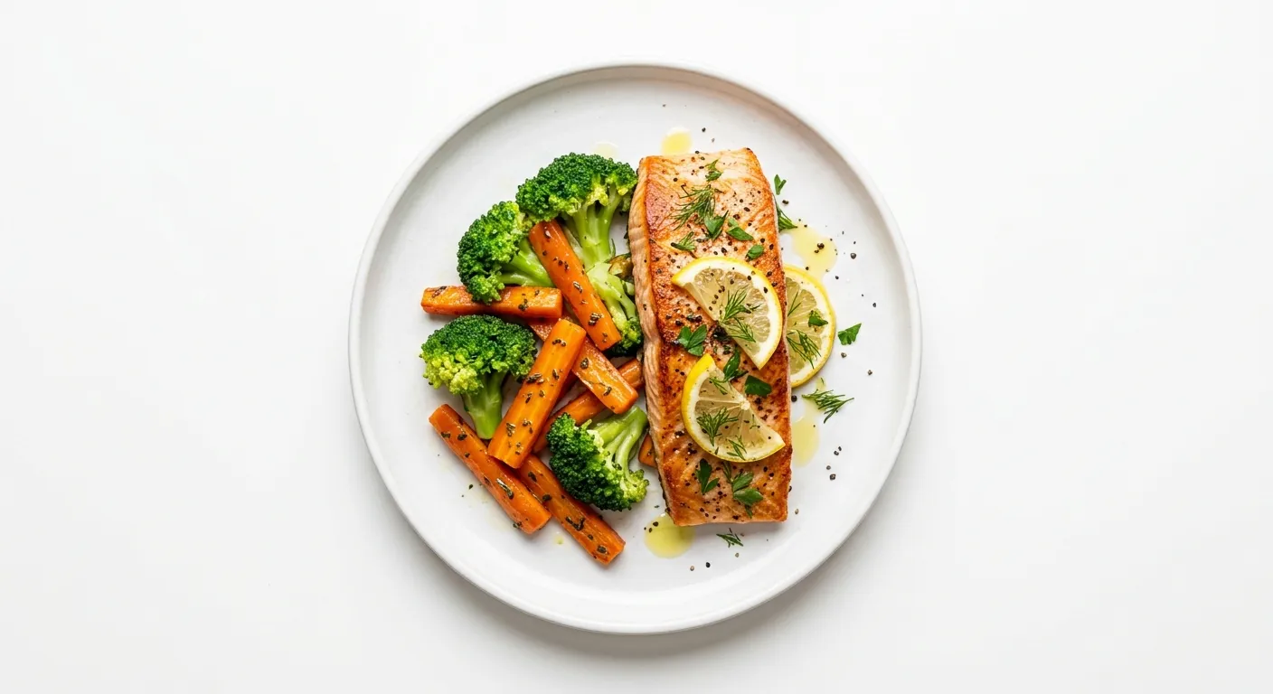 Mediterranean Salmon with Broccoli and Carrot Medley