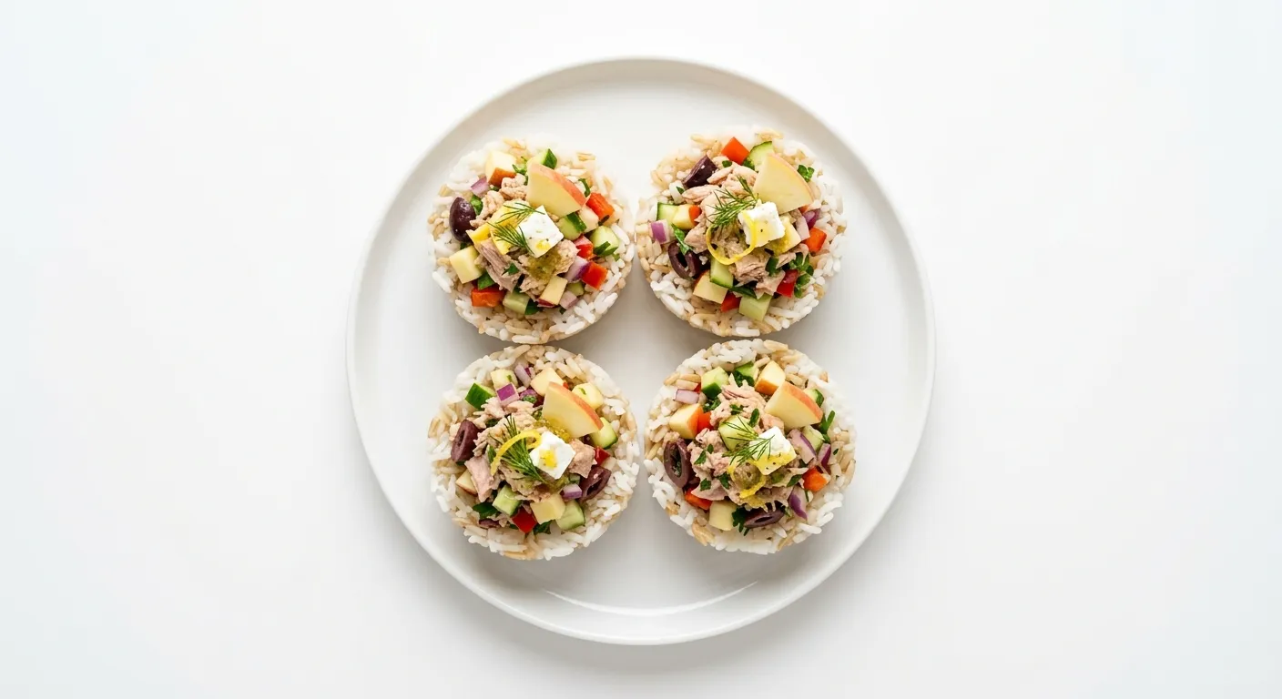 Mediterranean Tuna Salad with Apple Rice Cups