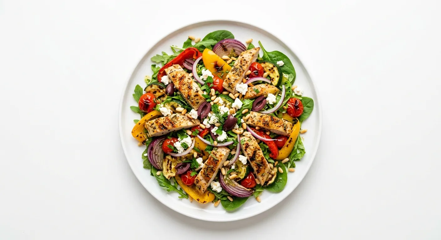 Mediterranean Vegetable Salad with Grilled Chicken