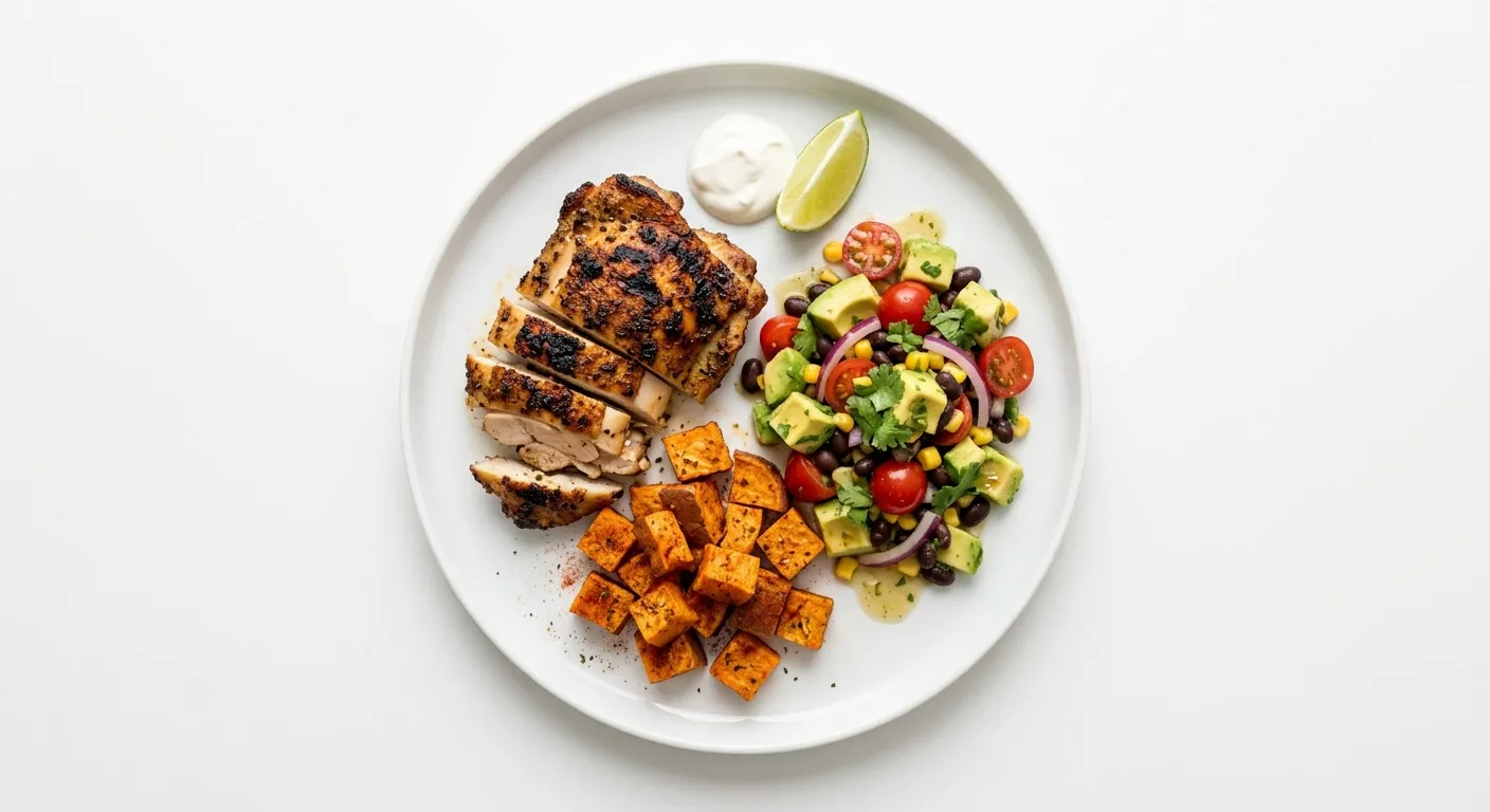 Mexican Grilled Chicken with Sweet Potato and Avocado Salad