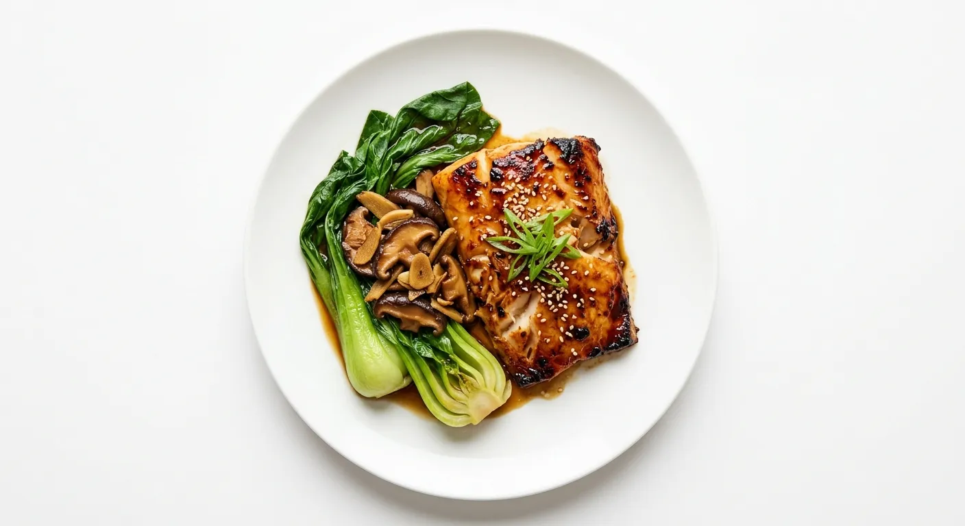 Miso-Glazed Black Cod with Braised Bok Choy and Shiitake Mushrooms