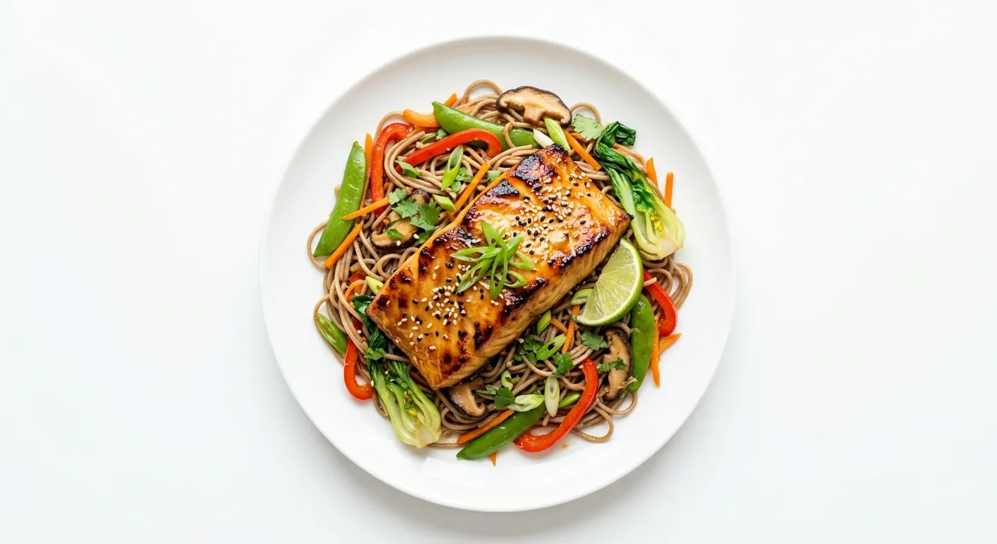 Miso-Glazed Black Cod with Soba Noodle and Vegetable Stir-Fry