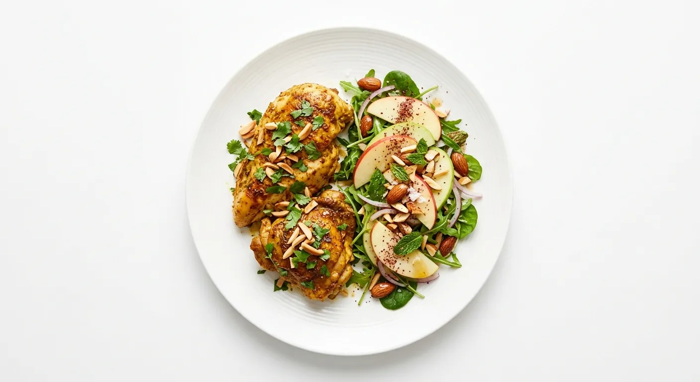 Moroccan Spiced Chicken with Almond and Apple Salad