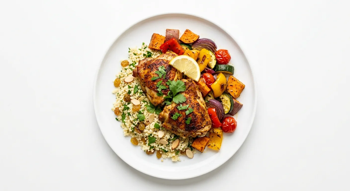 Moroccan Spiced Chicken with Couscous and Roasted Vegetables