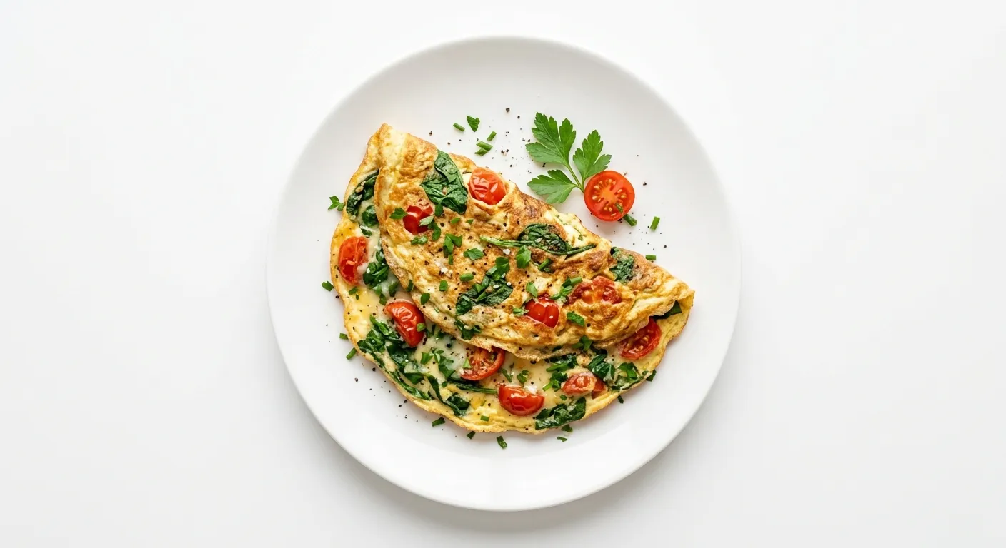 Omelette aux épinards et tomates