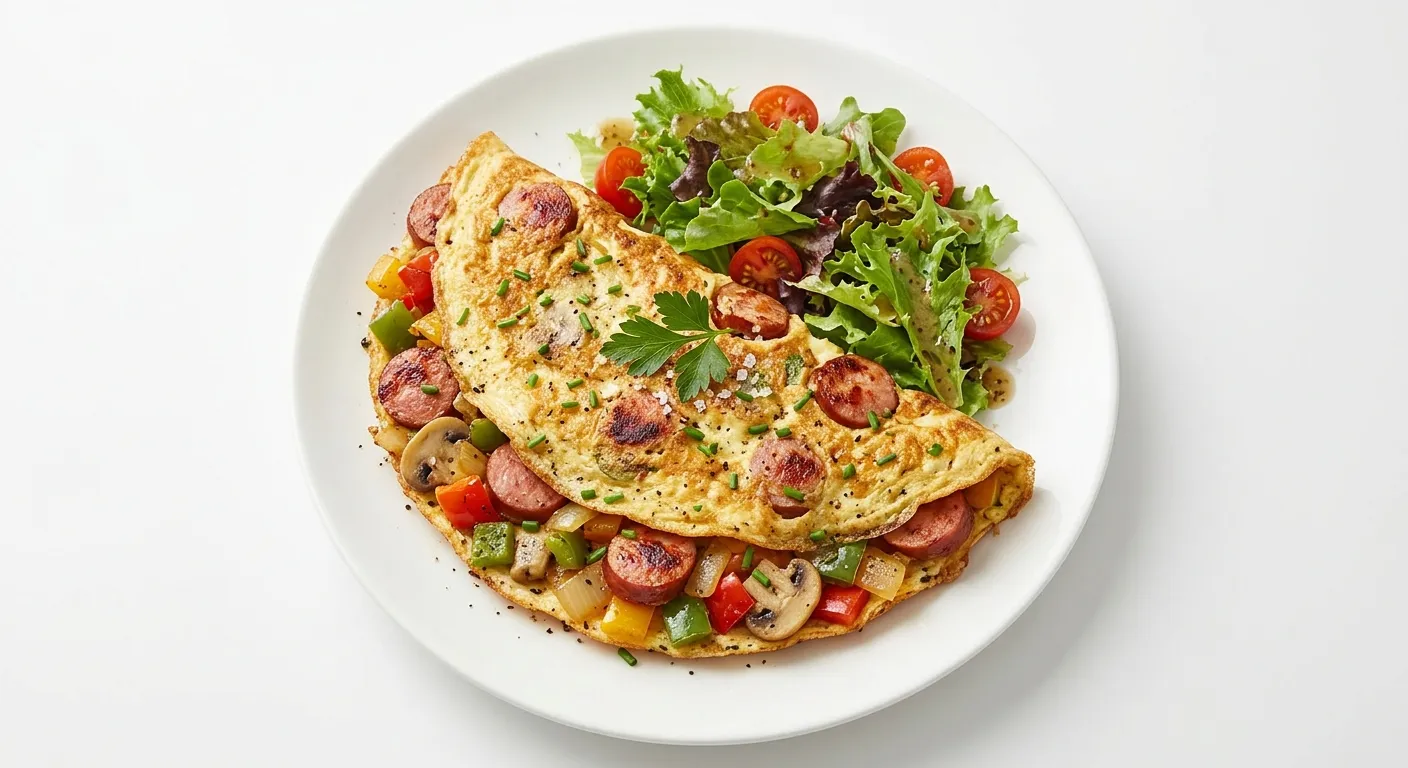 Omelette aux saucisses et légumes