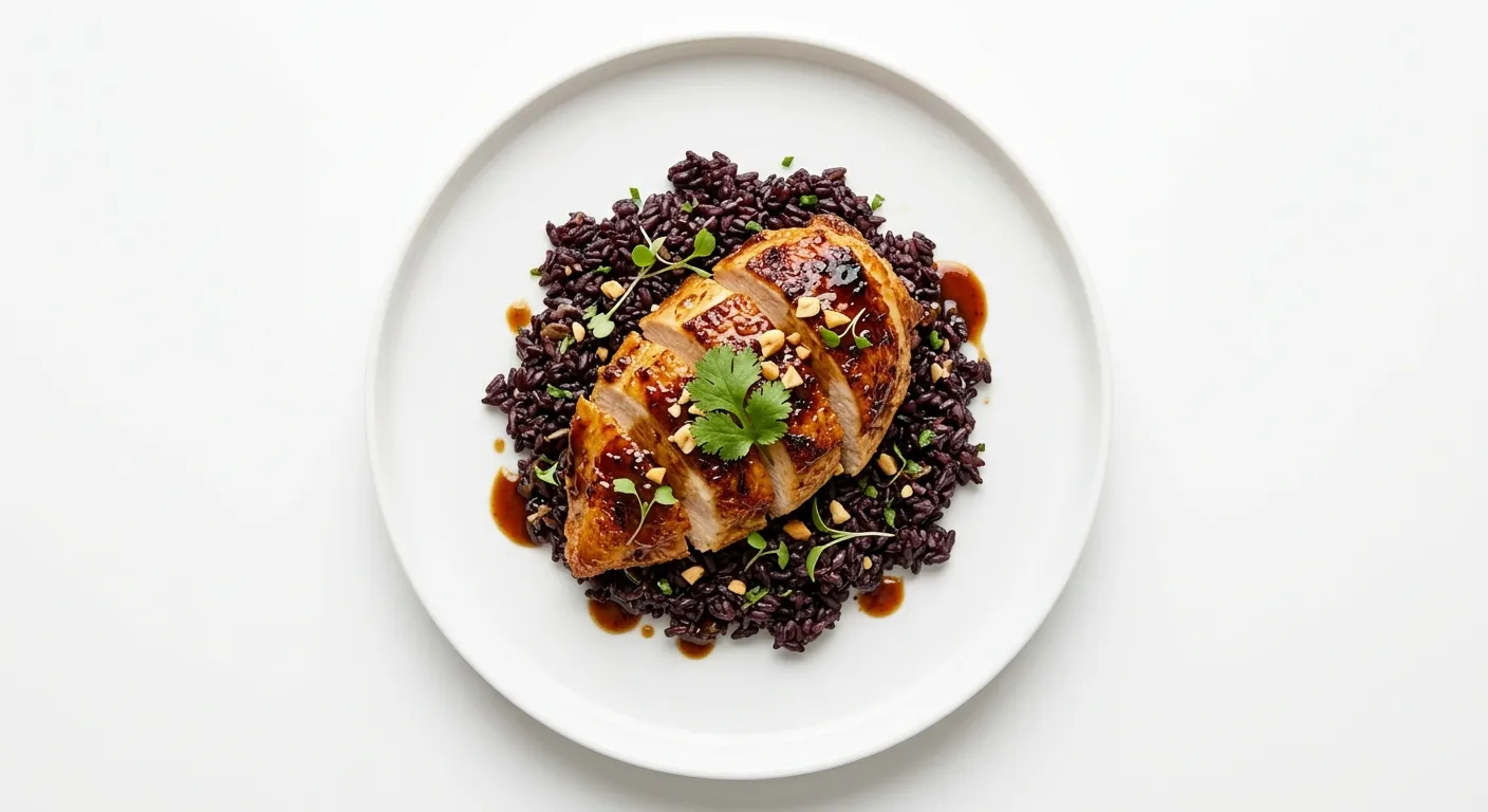 Pan-Roasted Guinea Fowl with Tamarind Glaze and Forbidden Rice