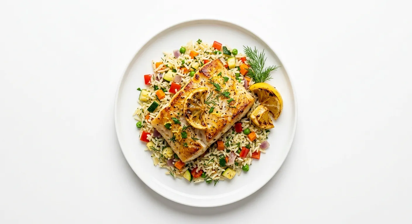 Pan-Seared Cod with Lemon Herb Quinoa-Free Pilaf