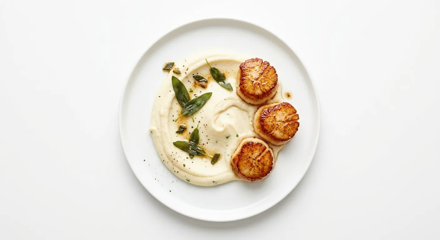 Pan-Seared Scallops with Parsnip Purée and Crispy Sage