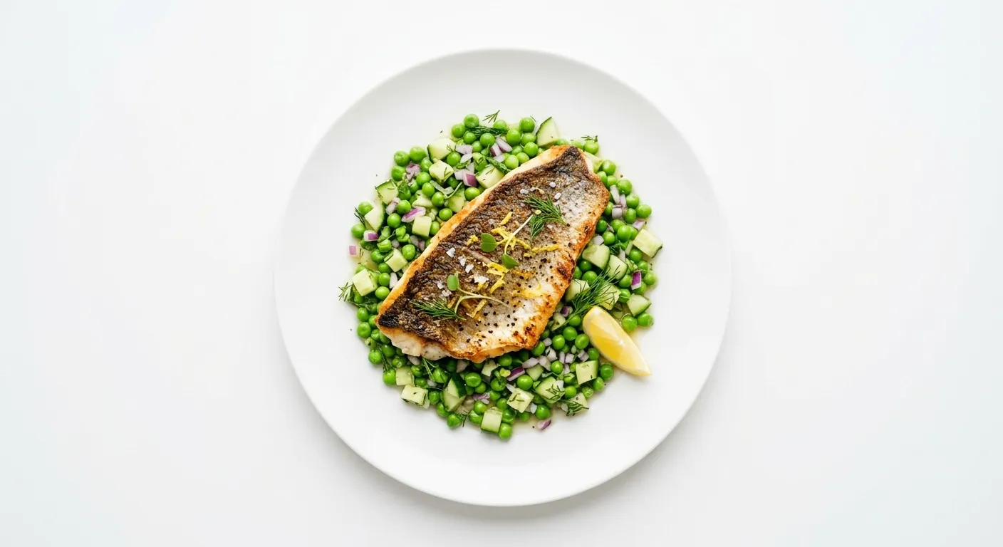 Pan-Seared Sea Bass with Pea and Cucumber Salsa